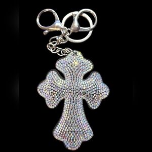 Sparkling Cross Bag Charm Keychain